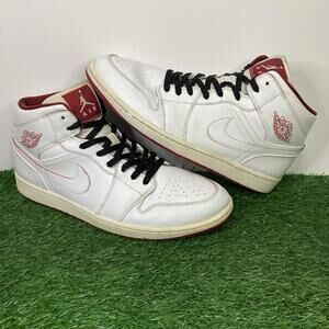 Nike Air Jordan 1 Mid Retro White Gym/Red (554724-103) Mens Size 13 High OG